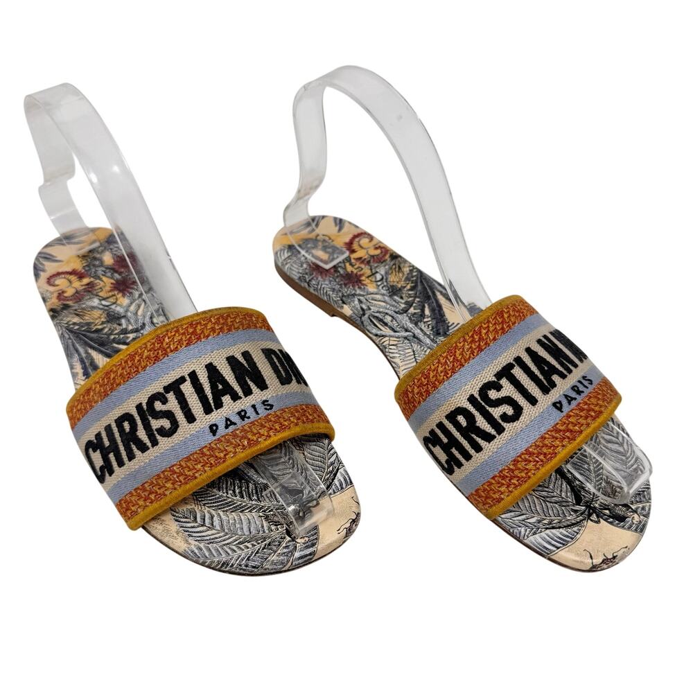 Christian Dior Dway Slide Toile de Jouy Sauvage Embroidered Strap IT 38